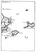 左から日本、ラグナグ（中辺りの島）、ラピュタ、バルニバービなどの島地図 