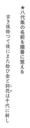 八代集の名前を順番に覚える